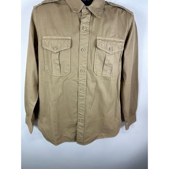 JW Hulme Mens Field Utility Shirt Button Up Longsleeve Tan Size Large - Picture 9 of 10